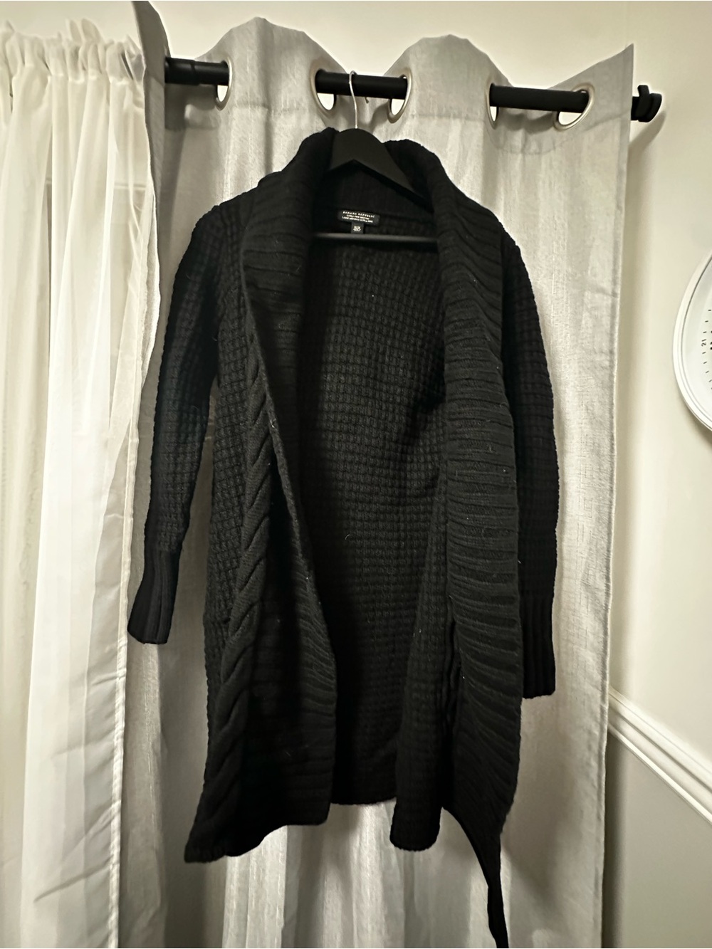 Banana Republic Black Open-Front Shawl Collar Cardigan